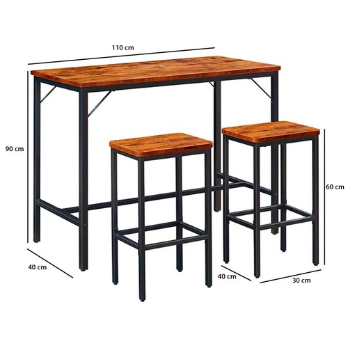 Mesa Barra de Cocina Multiusos 2 Bancos Moderna Bossa Zed
