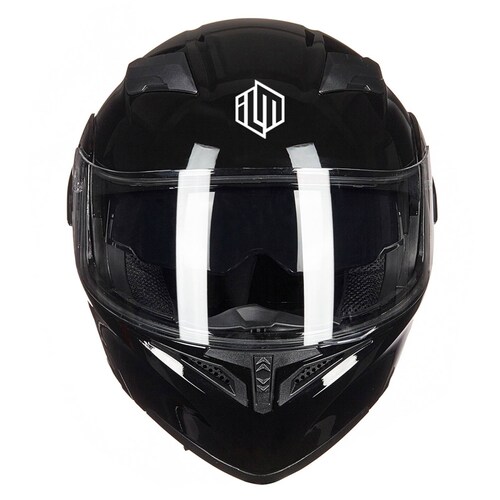 Casco Motocicleta Certificado Con Visera Doble Ilm Tamaño: XL Color: NEGRO BRILLOSO