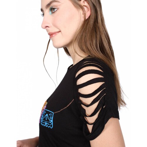Playera Papel Picado en Estampado con Relieve, Sr. Xólotl Mx para Dama.