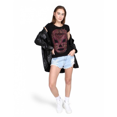 Playera Negra Axayácatl, Mascara de Agua, Luchadora