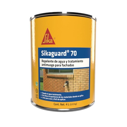 Repelente de agua y tratamiento antimusgo para fachadas sika sikaguard-70 amarillo 4 litros