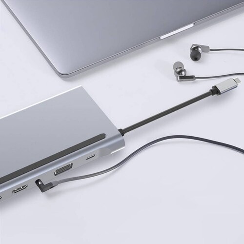 12 En 1 Usb Hub Adaptador 3.0 Tipo C Rj45 2x Hdmi Para Mac