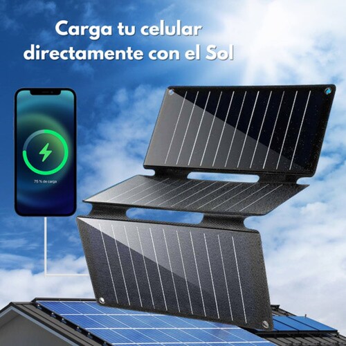 Panel Solar Plegable Portátil 21w Usb C Dc Policristalino.