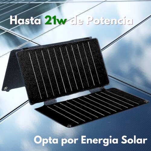 Panel Solar Plegable Portátil 21w Usb C Dc Policristalino.