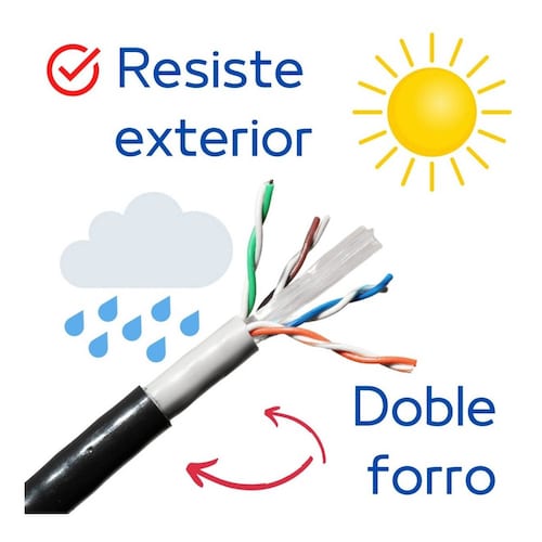 Cable Ethernet 25 Metros Exterior Blindado Cobre Red Cat 6