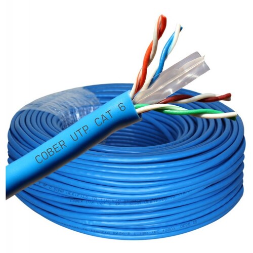 50 Metros Cable Red Cat 6 Utp Rj45 Cat6 Azul Cober