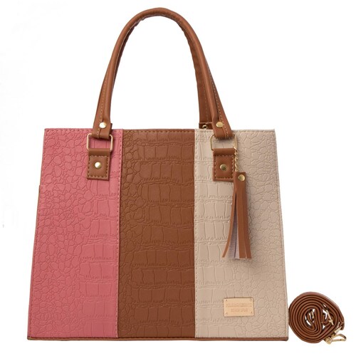 Bolsa Fana Irma Color Rosa / Camel Elegante