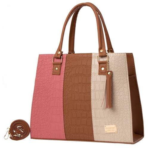 Bolsa Fana Irma Color Rosa / Camel Elegante