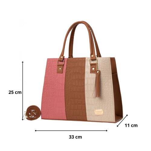 Bolsa Fana Irma Color Rosa / Camel Elegante