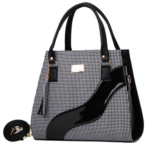 Bolsa Fana Marian Color Cuadri Blanco Espectacular