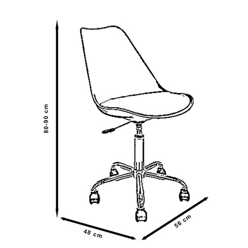Silla de Oficina Tulip Moderna, Silla de Escritorio Tulip Con Asiento Acolchado 48x56x90