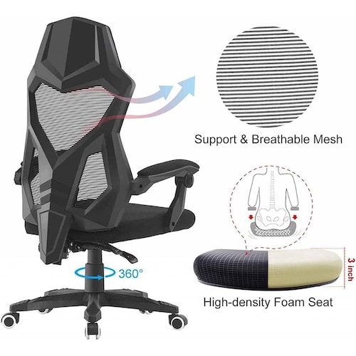 Silla de Oficina Ergonomica Midtown Concept Reclinable Negra 