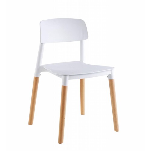 4 Sillas Eames de comedor Estocolmo con patas de madera, estilo nórdico Midtown Concept White
