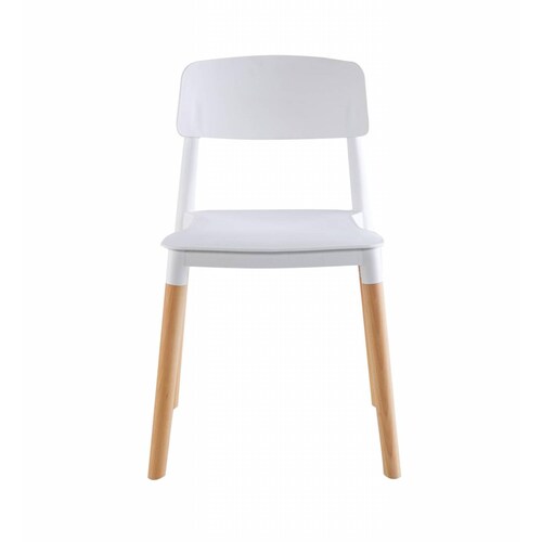 4 Sillas Eames de comedor Estocolmo con patas de madera, estilo nórdico Midtown Concept White