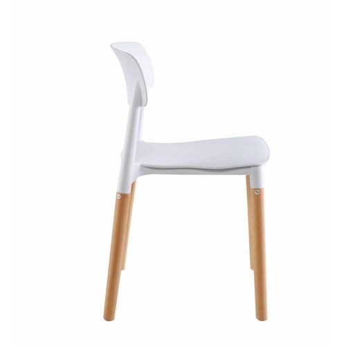 4 Sillas Eames de comedor Estocolmo con patas de madera, estilo nórdico Midtown Concept White
