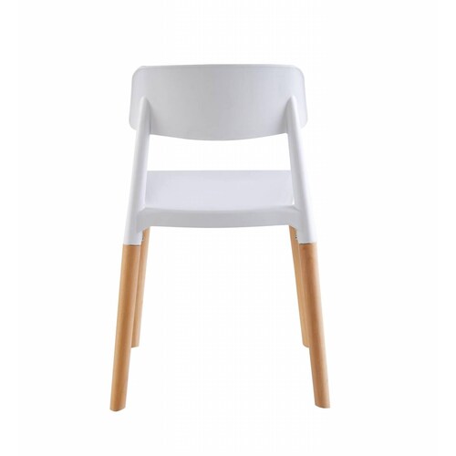 4 Sillas Eames de comedor Estocolmo con patas de madera, estilo nórdico Midtown Concept White