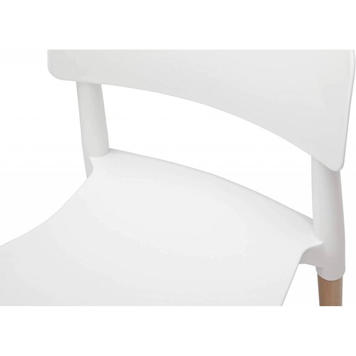 4 Sillas Eames de comedor Estocolmo con patas de madera, estilo nórdico Midtown Concept White