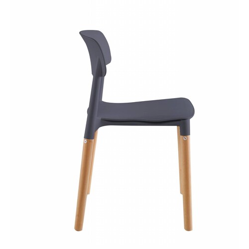4 Sillas Eames de comedor Estocolmo con patas de madera, estilo nórdico Midtown Concept Grey