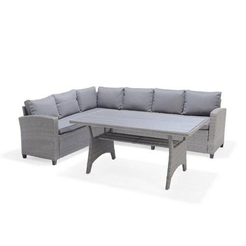 Set Patio Jardin 2 Sofás y Mesa Rattán Gris, juego de muebles exterior Midtown Concept 