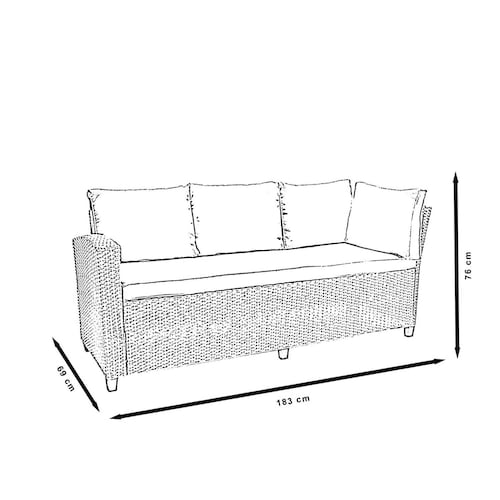 Set Patio Jardin 2 Sofás y Mesa Rattán Gris, juego de muebles exterior Midtown Concept 