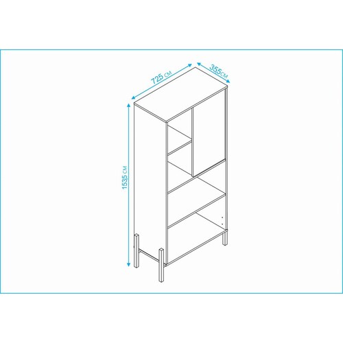 Librero Minimalista, Organizador con puerta y estantes amplios, color blanco/ negro White 153.5 CM X 72.5 CM X 35.5 CM