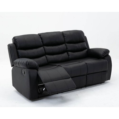 Sillon Reposet Reclinable 3 Cuerpos Tapizado Negro