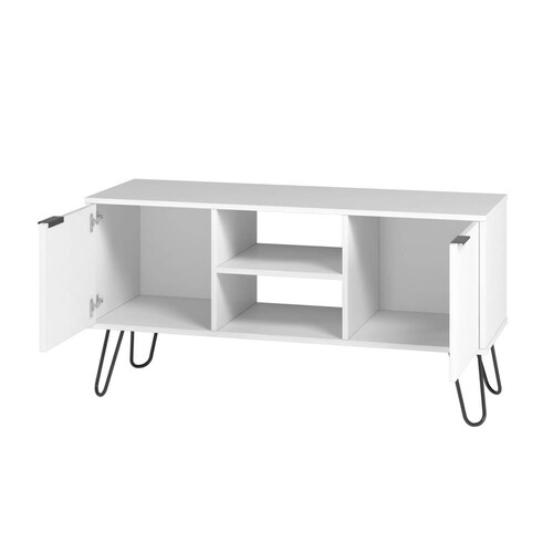 Mesa Rack de TV, Estilo Moderno, con Puertas y Estantes 
