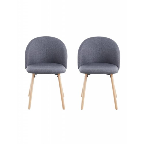 Set de 2 Sillas de Comedor, Tapizado en Tela, Estilo Moderno Gris