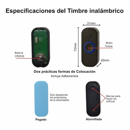 Timbre Inalámbrico Impermeable 1 Transmisor 1 Receptor 300m