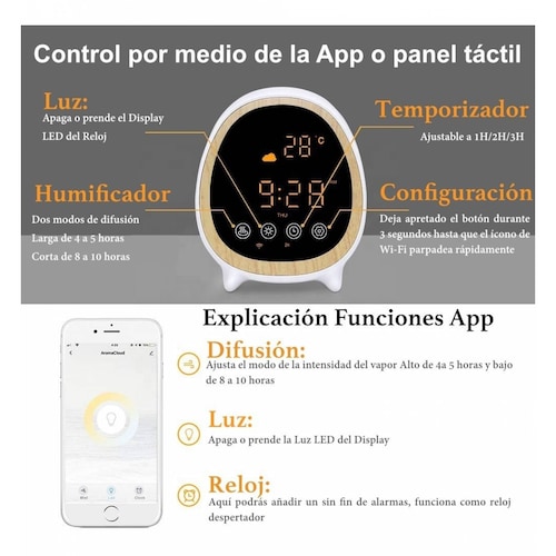 Difusor De Aromas Aromaterapia Wifi + 6 Aceites Esenciales