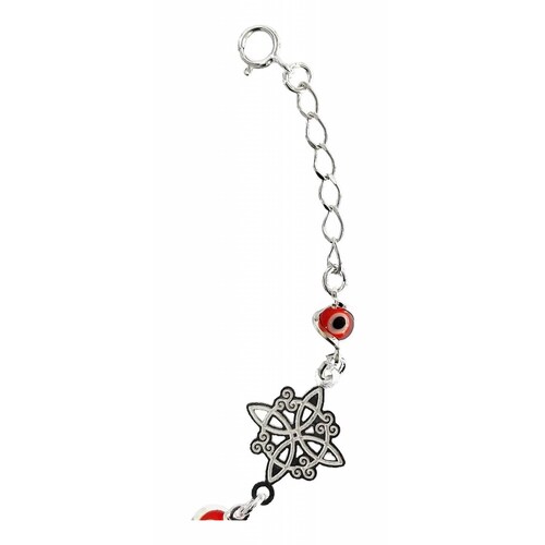 Pulsera Ajustable Nudo De Bruja Triqueta Ojo Turco Plata Nudo Rojo Largo/Ancho: 17.5 cm (ajustable) x 5 mm 6 cm - 18 cm