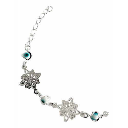 Pulsera Ajustable Nudo De Bruja Triqueta Ojo Turco Largo/Ancho: 17.5 cm (ajustable) x 5 mm Nudo Blanco Azul 6 cm - 18 cm