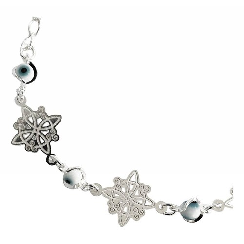 Pulsera Ajustable Nudo De Bruja Triqueta Ojo Turco Largo/Ancho: 17.5 cm (ajustable) x 5 mm Nudo Blanco Azul 6 cm - 18 cm