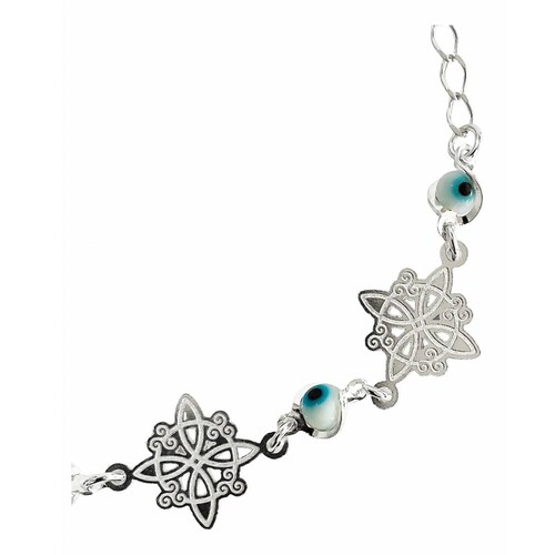 Pulsera Ajustable Nudo De Bruja Triqueta Ojo Turco Largo/Ancho: 17.5 cm (ajustable) x 5 mm Nudo Blanco Azul 6 cm - 18 cm