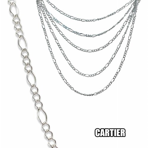 Cadena Tejido Cartier O 3x1 Plata Solida 925 50cm X 0.15cm 