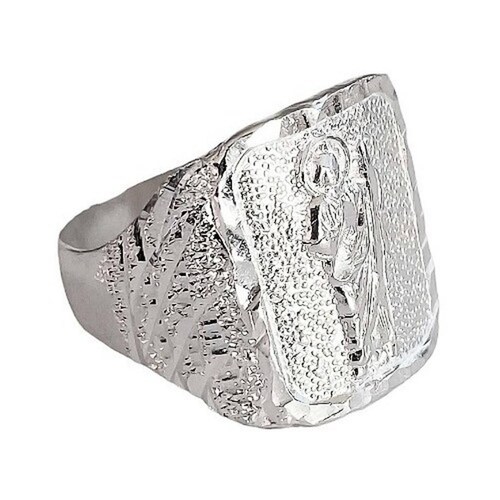 Anillo San Judas Tadeo Diamantado Plata Fina Ley S925 11.5 Plateado diagonal