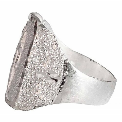 Anillo San Judas Tadeo Diamantado Plata Fina Ley S925 11.5 Plateado diagonal