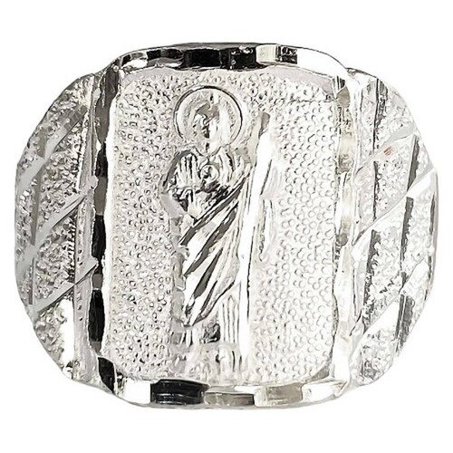 Anillo San Judas Tadeo Diamantado Plata Fina Ley S925 Plateado cuadrado 11.5