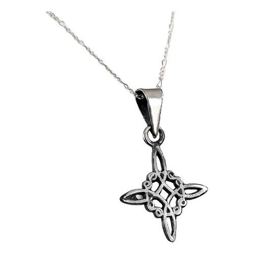 Dije Nudo De Bruja Pavonado Plata Solida 925 + Cadena S925 