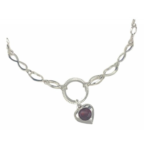 Pulsera Ajustable Corazon Amor Infinito Regalo Amistad Plata 6 cm - 20.5 cm Largo/Ancho: 20.5  cm x 4 mm Rojo
