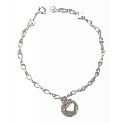 Pulsera Ajustable Corazon Amor Infinito Regalo Amistad Plata Liso 6 cm - 20.5 cm Largo/Ancho: 20.5 cm x 4 mm