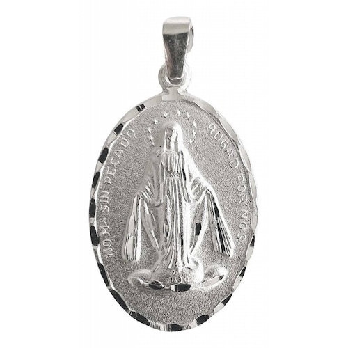 Dije Medalla Virgen Milagrosa Ovalada Mediana Plata Ley 925 