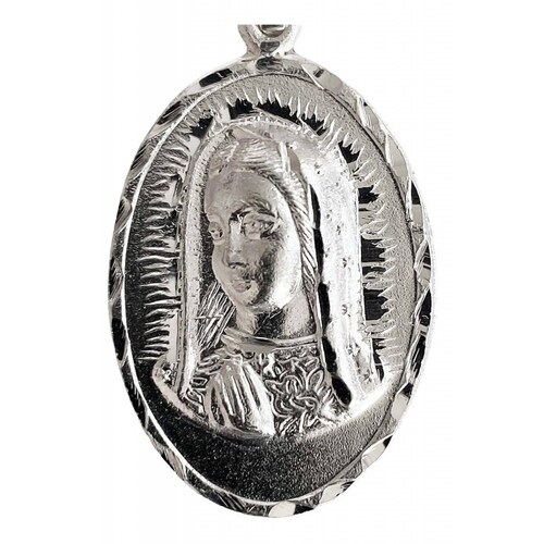 Dije Medalla Ovalada Rostro Virgen Guadalupe Plata Ley 925 