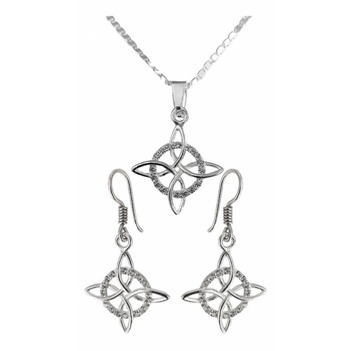 Kit Nudo De Bruja Cadena Gucci + Aretes +dije Plata 925 Juego Zirconias Alto/Ancho: 3.2 cm x 2.3 cm