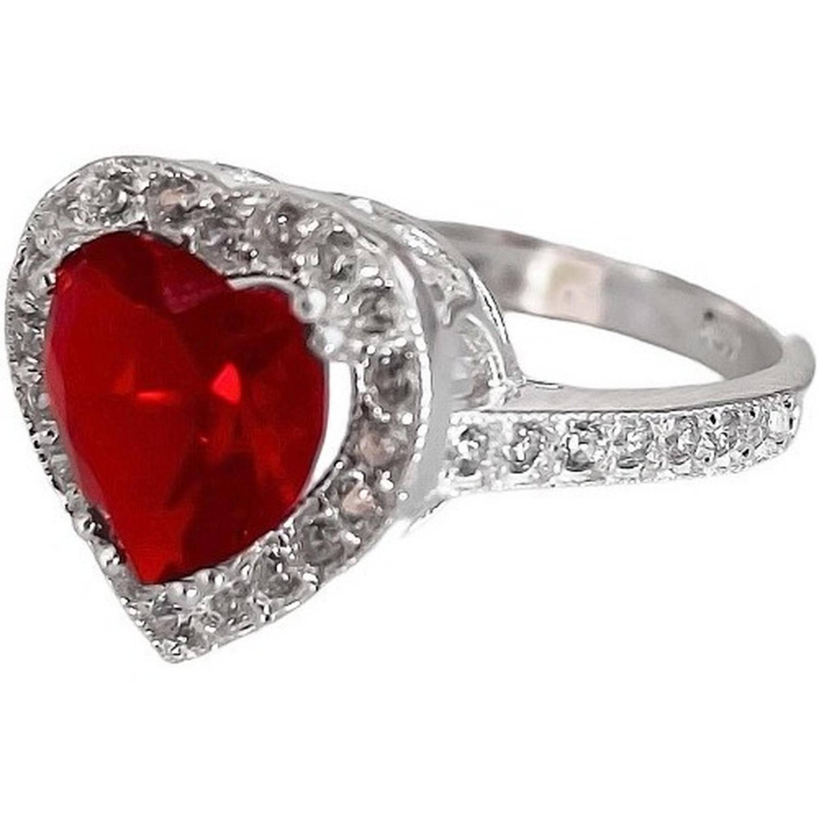 Set 3 Pièces En Argent 925 - Cœur En Rubis Créé 3,76 Ct Et Zircon - Bijou Fin Amour, Neuf Avec étiquettes