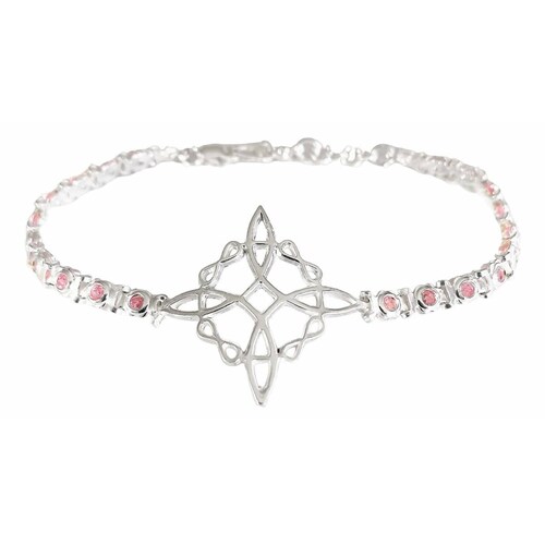 Pulsera Nudo De Bruja Grande Con Zirconias En Plata 925 6 cm - 19.5 cm Rosa Largo/Ancho: 19.5 cm (ajustable) x 4 mm