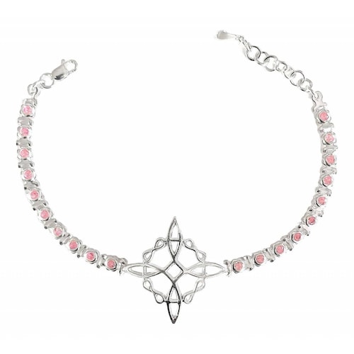 Pulsera Nudo De Bruja Grande Con Zirconias En Plata 925 6 cm - 19.5 cm Rosa Largo/Ancho: 19.5 cm (ajustable) x 4 mm