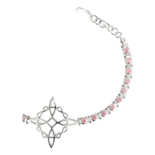 Pulsera Nudo De Bruja Grande Con Zirconias En Plata 925 6 cm - 19.5 cm Rosa Largo/Ancho: 19.5 cm (ajustable) x 4 mm