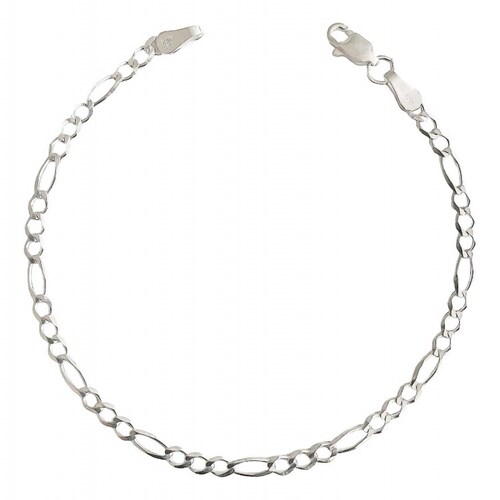 Pulsera Delgada Fígaro 3x1 Hombre Mujer Plata 925 4 Mm Plateado Largo/Ancho:21.5 cm x 4 mm 7 cm - 21.5 cm