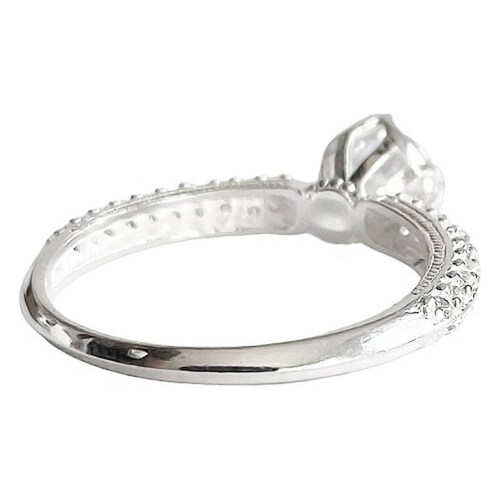 Anillo Compromiso Promesa Boda Corona Deslumbrante Plata 925 6.5 Blanco